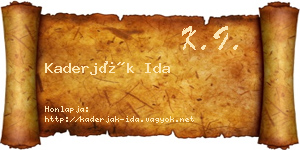 Kaderják Ida névjegykártya